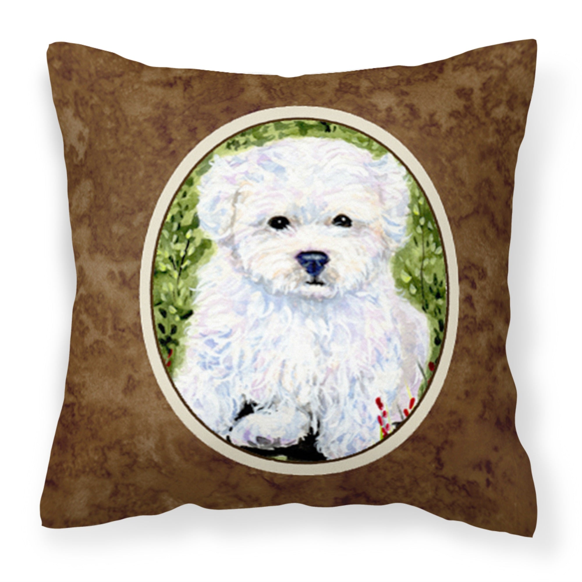 'Caroline'S Treasures Ss8913Pw1414 Bichon Frise Decorative Canvas Fabric Pillow, Large, Multicolor'