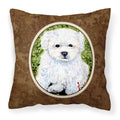 'Caroline'S Treasures Ss8913Pw1414 Bichon Frise Decorative Canvas Fabric Pillow, Large, Multicolor'