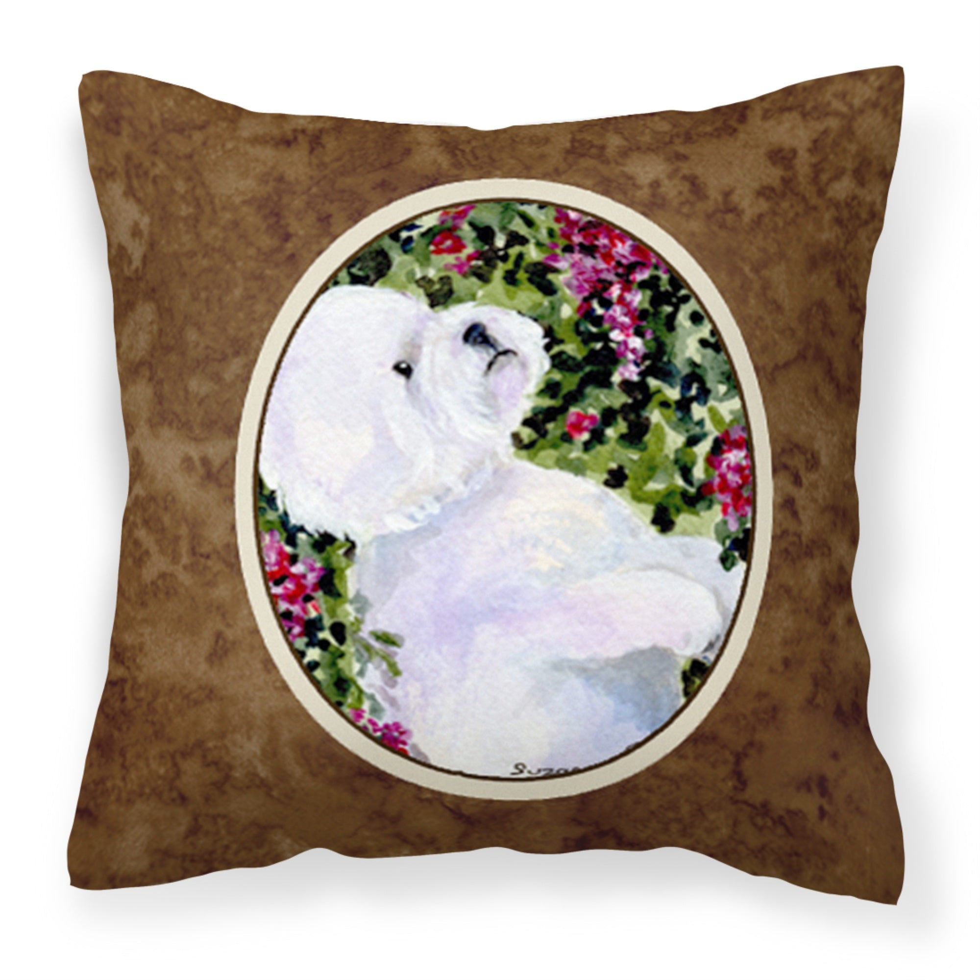 'Caroline'S Treasures Ss8917Pw1414 Bichon Frise Decorative Canvas Fabric Pillow, Large, Multicolor'