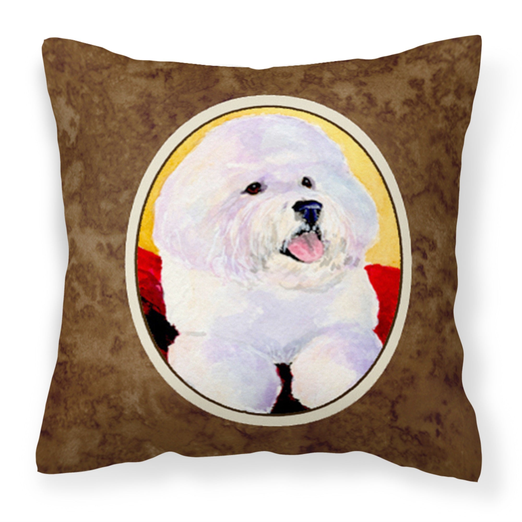 'Caroline'S Treasures Ss8921Pw1414 Bichon Frise Decorative Canvas Fabric Pillow, Large, Multicolor'
