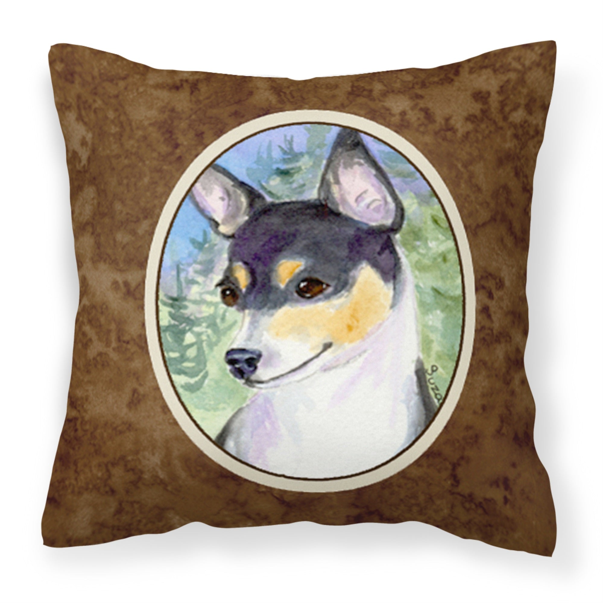 'Caroline'S Treasures Ss8927Pw1414 Fox Terrier Decorative Canvas Fabric Pillow, Large, Multicolor'
