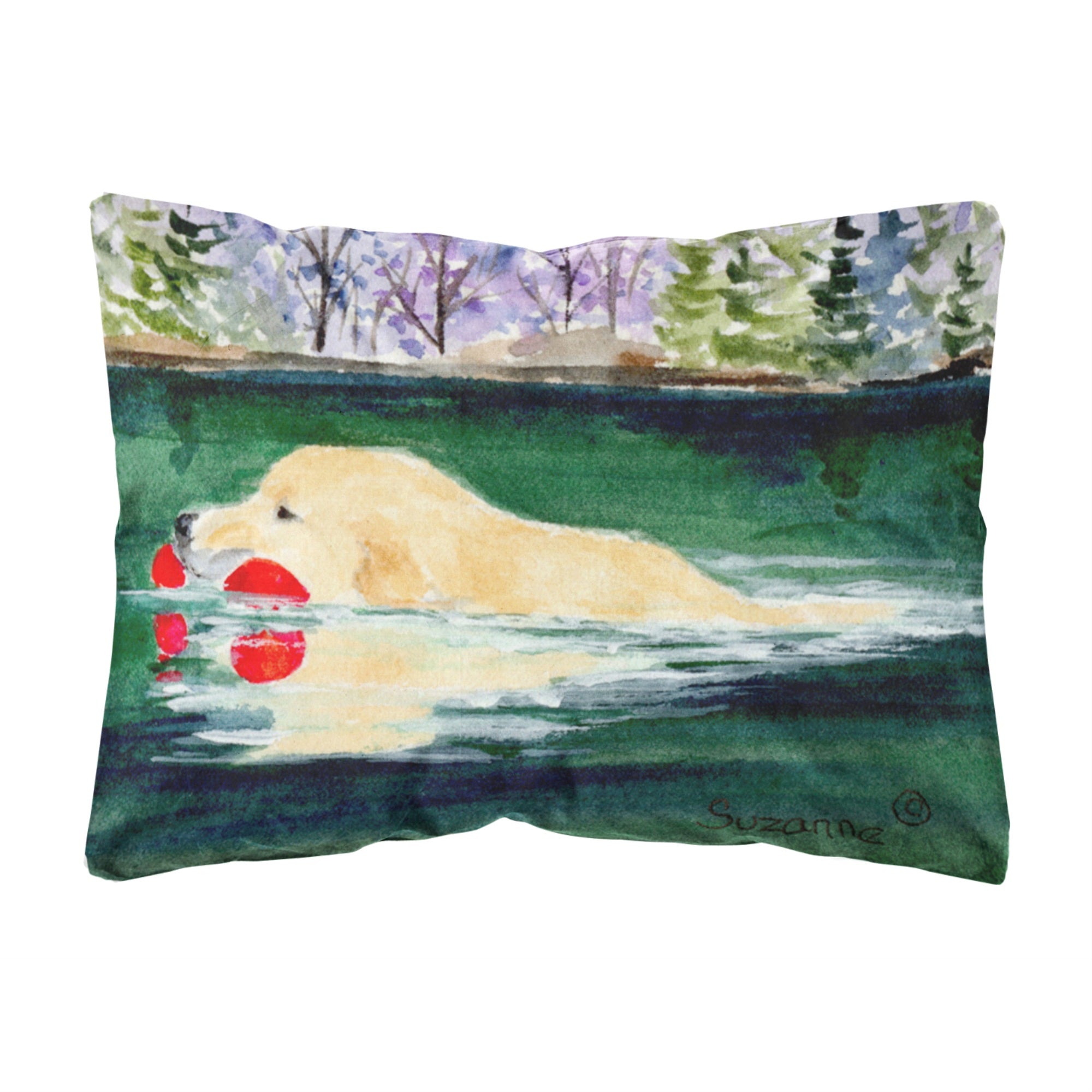 'Caroline'S Treasures Ss8935Pw1216 Golden Retriever Decorative Canvas Fabric Pillow, Large, Multicolor'
