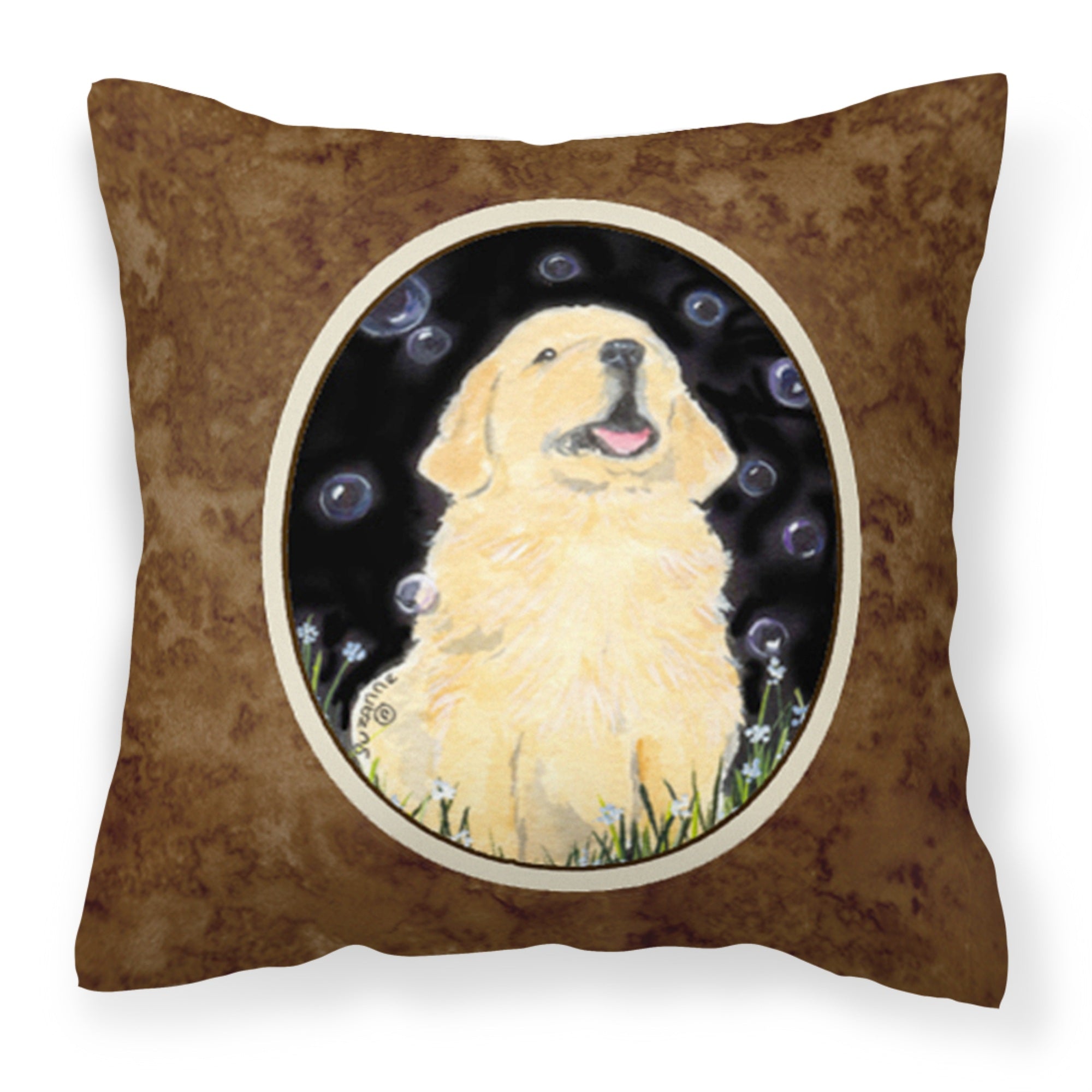 'Caroline'S Treasures Ss8939Pw1414 Golden Retriever Decorative Canvas Fabric Pillow, Large, Multicolor'