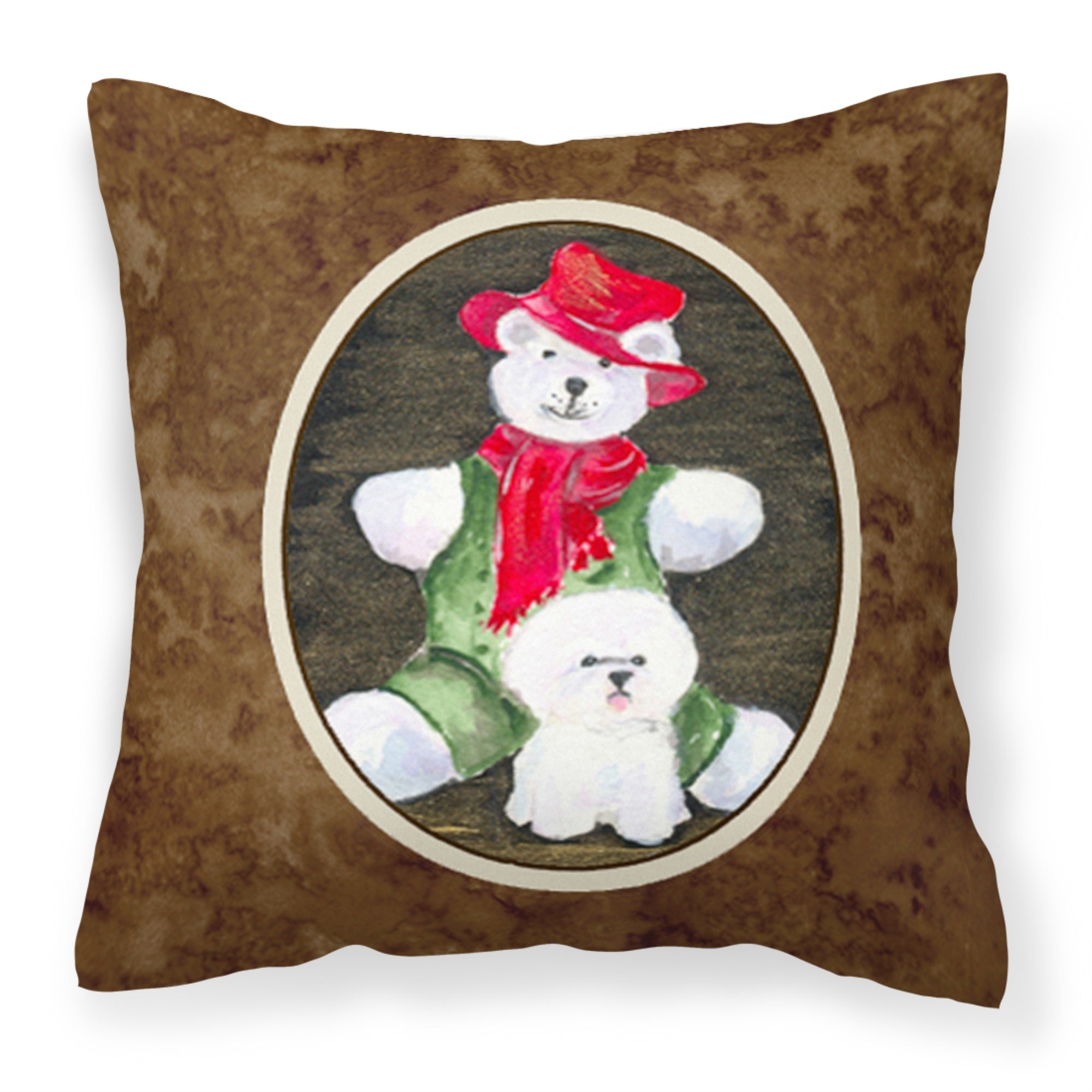 'Caroline'S Treasures Ss8948Pw1414 Bichon Frise Decorative Canvas Fabric Pillow, Large, Multicolor'