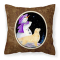 'Caroline'S Treasures Ss8950Pw1414 Snowman With Golden Retriever Fabric Pillow, Large, Multicolor'