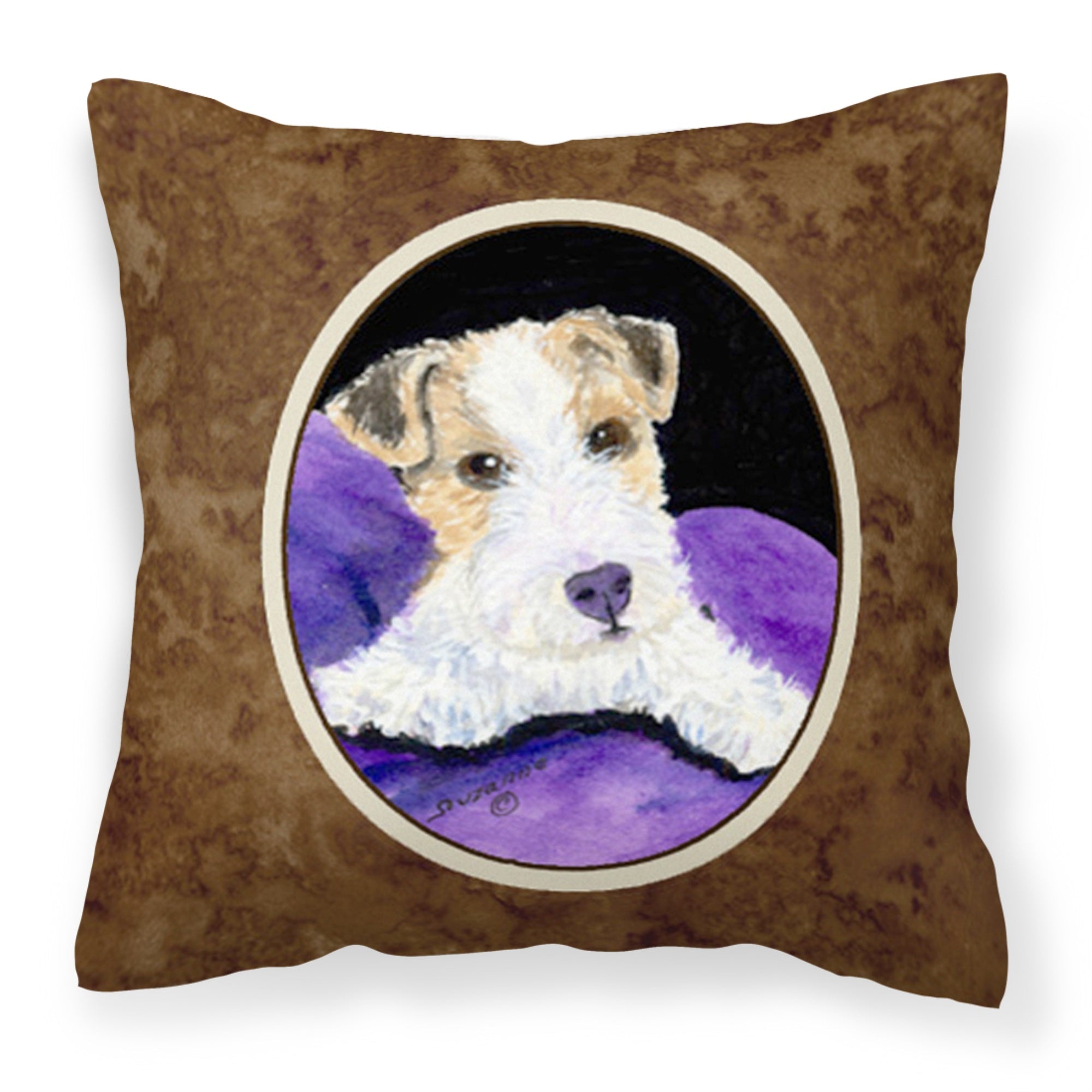 'Caroline'S Treasures Ss8971Pw1414 Fox Terrier Decorative Canvas Fabric Pillow, Large, Multicolor'