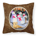 'Caroline'S Treasures Ss8989Pw1414 Snowman With Golden Retriever Fabric Pillow, Large, Multicolor'