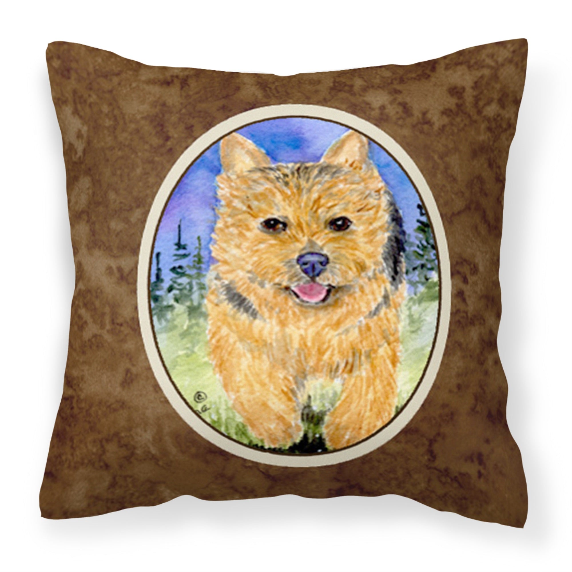 'Caroline'S Treasures Ss8993Pw1414 Norwich Terrier Decorative Canvas Fabric Pillow, Large, Multicolor'