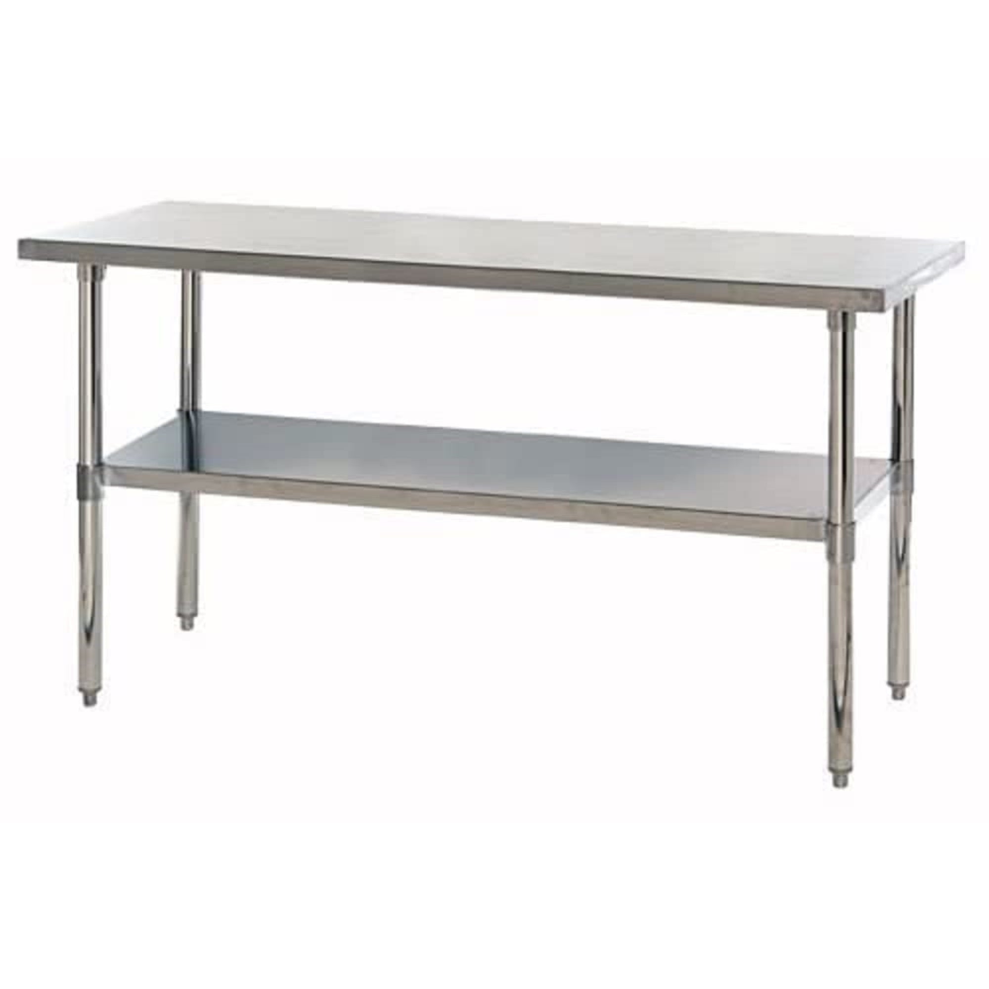 Work Table, 72W X 24D X 34H, Hemmed Edges, Adjustable Undershelf, Adjustable Feet, 304 Stainless Steel, Shipped Kd