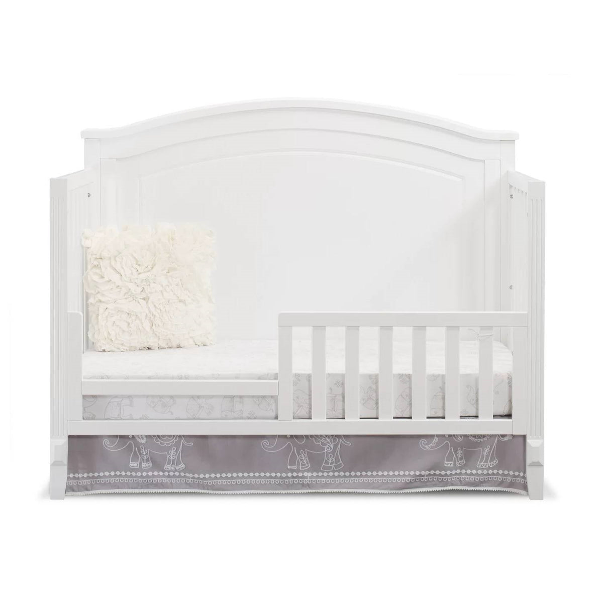 SF Home Solid Wood Toddler Bed Rail in White Finish - Crib Sold Separately