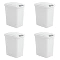Set of 4 - White 8 Gallon Latch Top Kitchen Wastebasket Trash Can