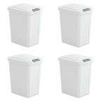 Set of 4 - White 8 Gallon Latch Top Kitchen Wastebasket Trash Can