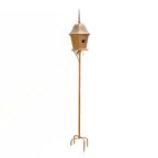 Copper Finish Metal Garden Birdhouse with Stake and Pole