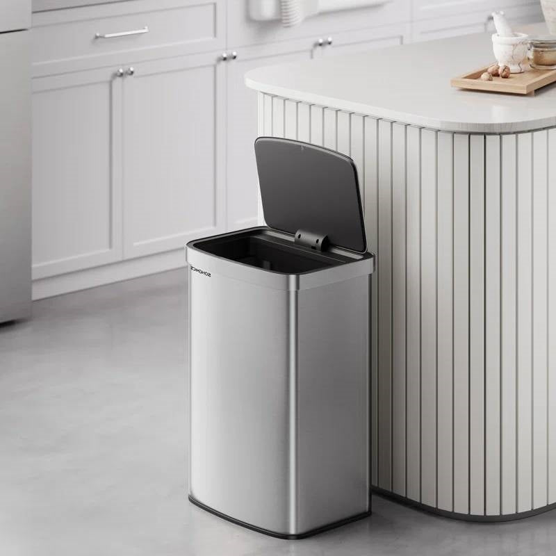 13-Gallon Stainless Steel Kitchen Trash Can with Hand Wave Motion Sensor Lid