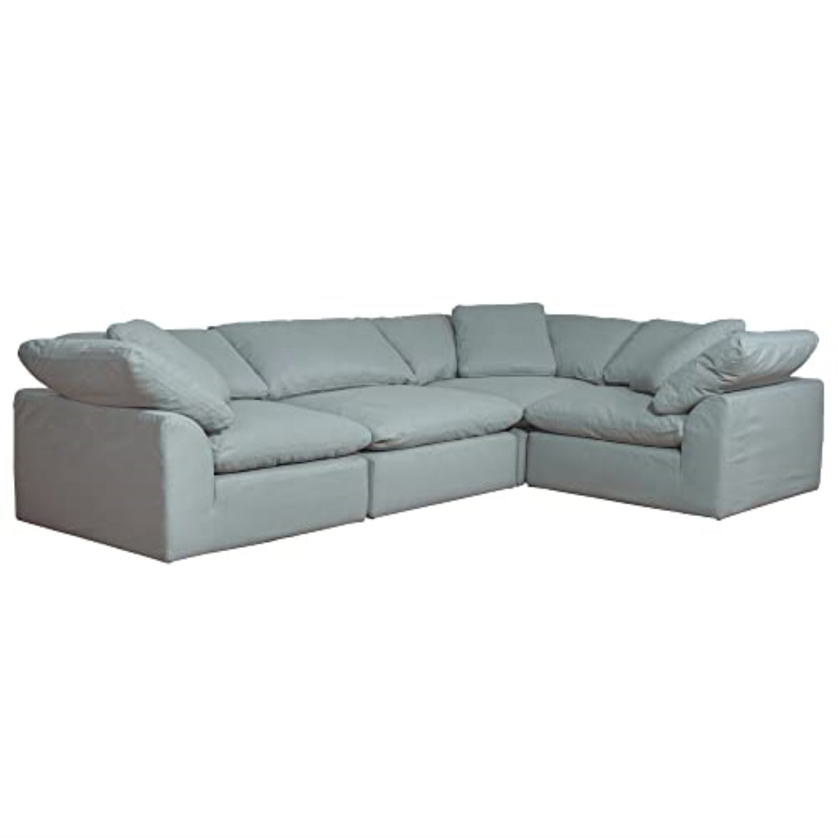 Sunset Trading Contemporary Puff Collection 4Pc Slipcovered Lshaped Sectional Sofa, Performance Fabric Washable Waterresistant