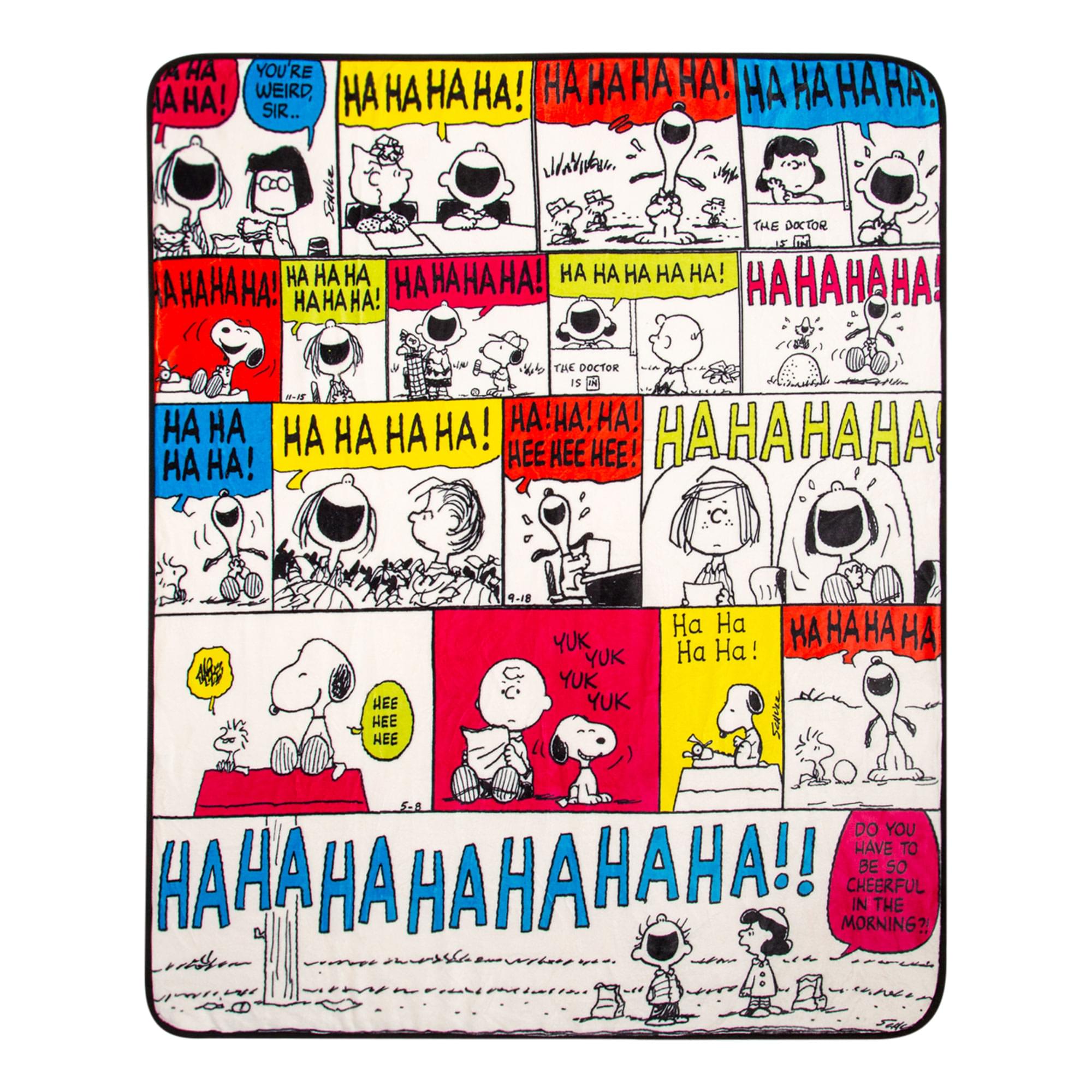 Peanuts Ha Ha Ha Comic Strip Panels Sherpa Throw Blanket  50 X 60 Inches