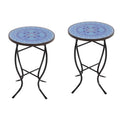 Mosaic Art Collection Pansies Blue Accent Table (Set of 2)