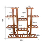 Solid Wood Indoor Outdoor 11-Tier Plant Stand