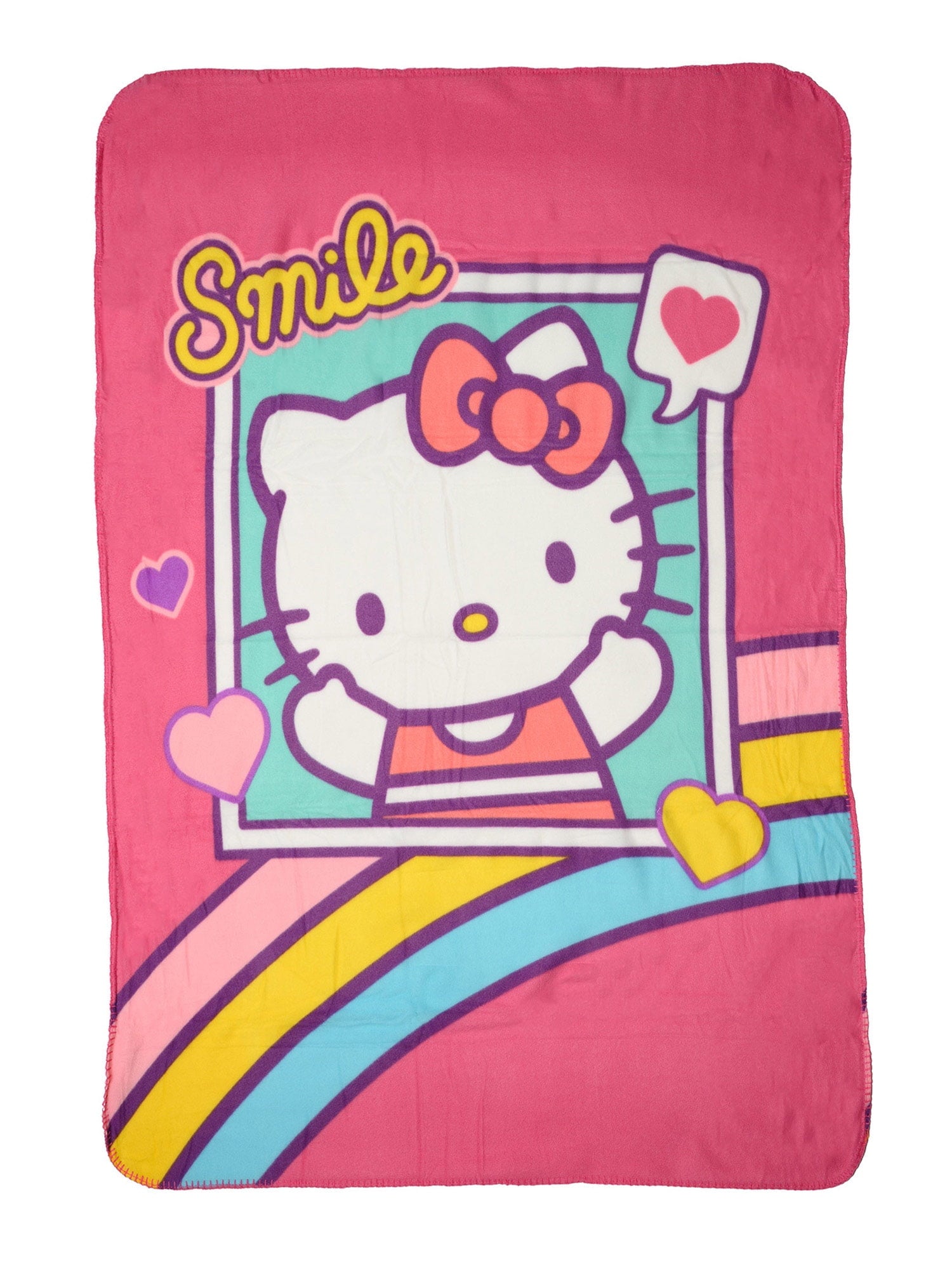 Sanrio Hello Kitty Throw Blanket 45 X 60 Smile Pink Hearts Girls
