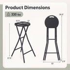 Folding Bar Stool Set of 2 - 27.5" Height with Carry Handle