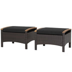 Wicker Patio Ottoman Set of 2 with Cushion