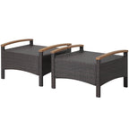 Wicker Patio Ottoman Set of 2 with Cushion