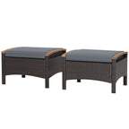 Wicker Patio Ottoman Set of 2 with Cushion