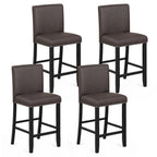 Bar Stools with Back Set of 4 - Brown Upholstered Counter Height