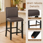 Bar Stools with Back Set of 4 - Brown Upholstered Counter Height