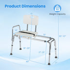 Sliding Transfer Bench with Adjustable Height for Bathtub