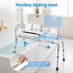 Sliding Transfer Bench with Adjustable Height for Bathtub