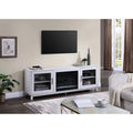 Summit 70W White Walnut Finish TV Stand Console with Fireplace