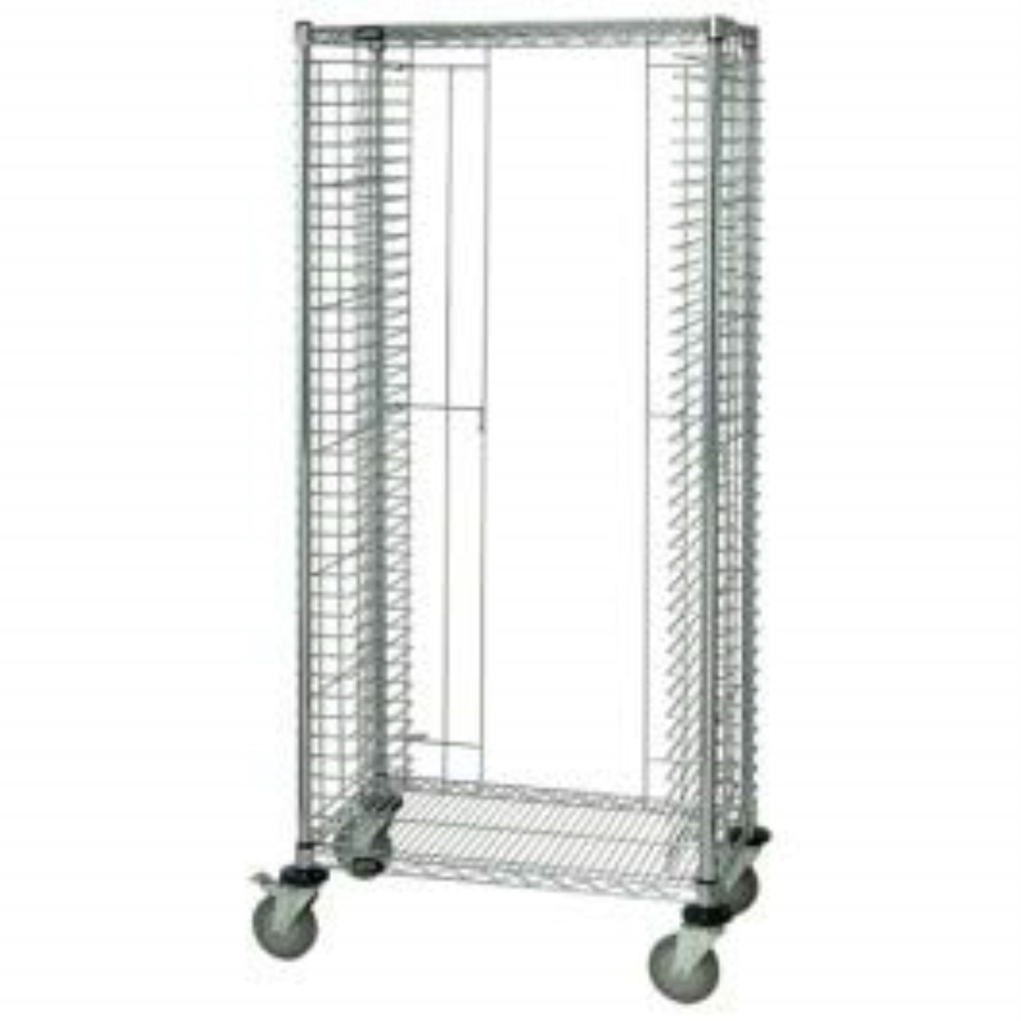 Tray Cart, mobile, full size, 30W x 21D x 69H, side loading, holds (31) trays, casters, chrome plated finish, NSF