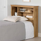 Twin size Modern Scandinavian Style Bookcase Headboard in Oak Wood Finish