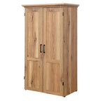 Drop Leaf Computer Desk Craft Table Armoire in Oak Wood Finish - Made in USA