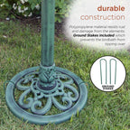 Outdoor Garden Bird Bath Bowl with Stand in Green Bronze Finish