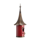 Red Metal Birdhouse with Copper Bronze Finish Gramophone Roof