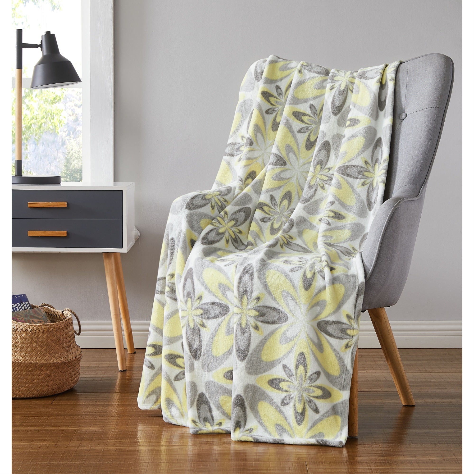 Nora Printed Flannel Throw 50/60 Yellow