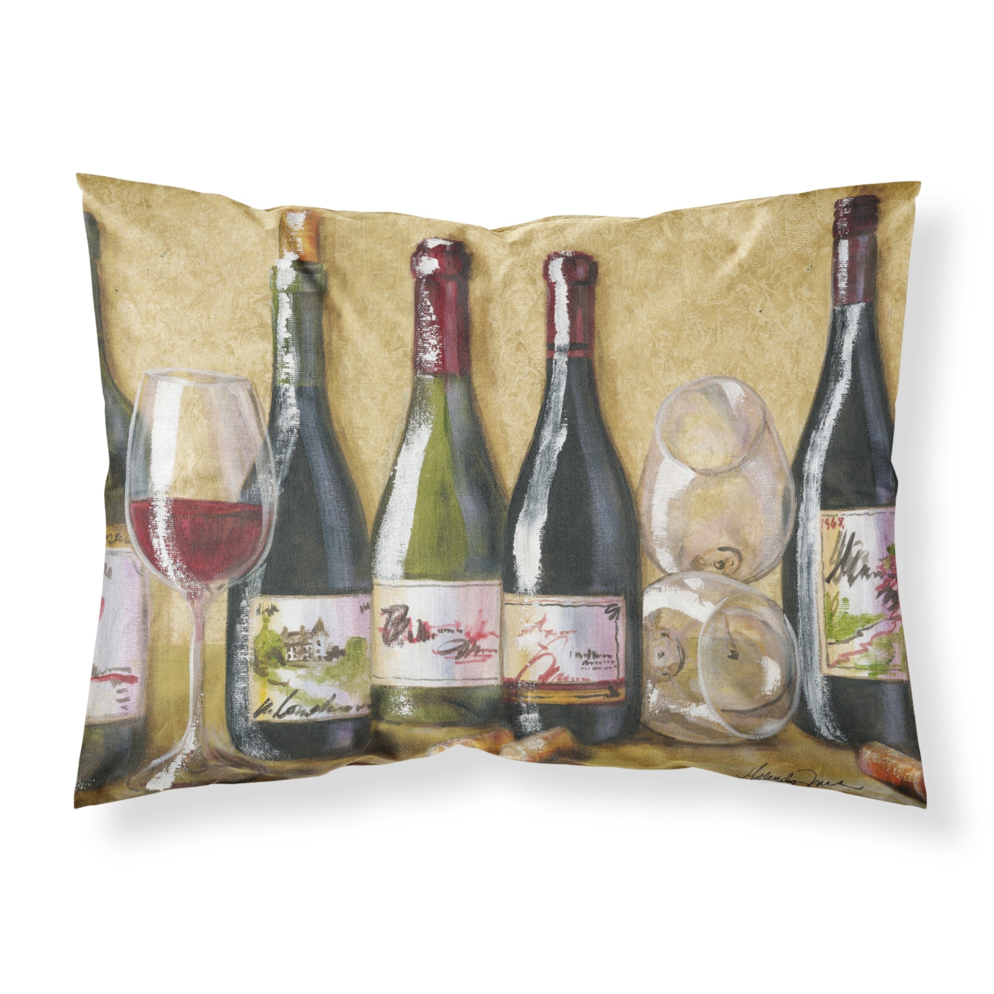 'Caroline'S Treasures Wine Du Vin By Malenda Trick Fabric Standard Pillowcase Tmtr0271Pillowcase, Multicolor'