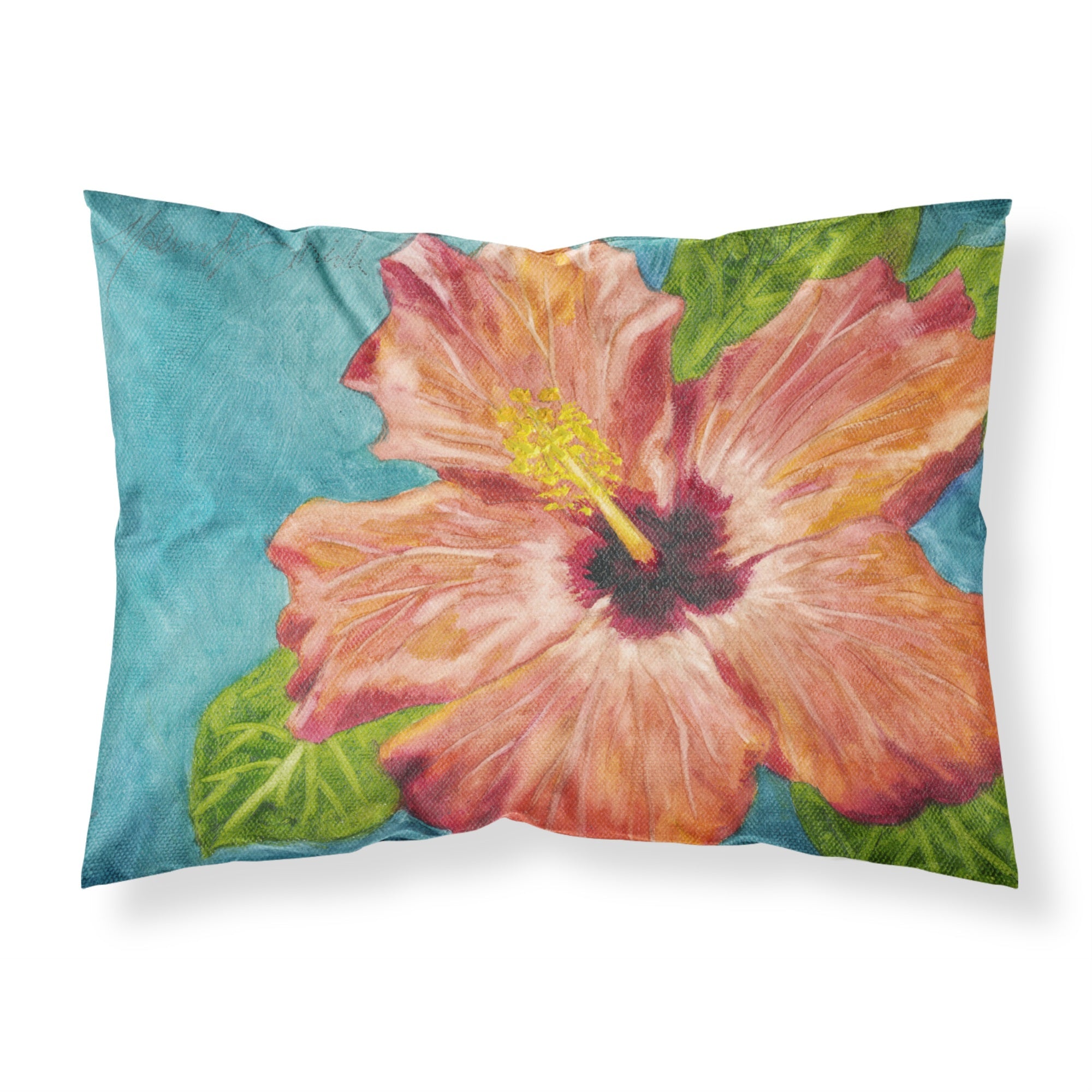 'Caroline'S Treasures Coral Hibiscus By Malenda Trick Fabric Standard Pillowcase Tmtr0316Pillowcase, Multicolor'