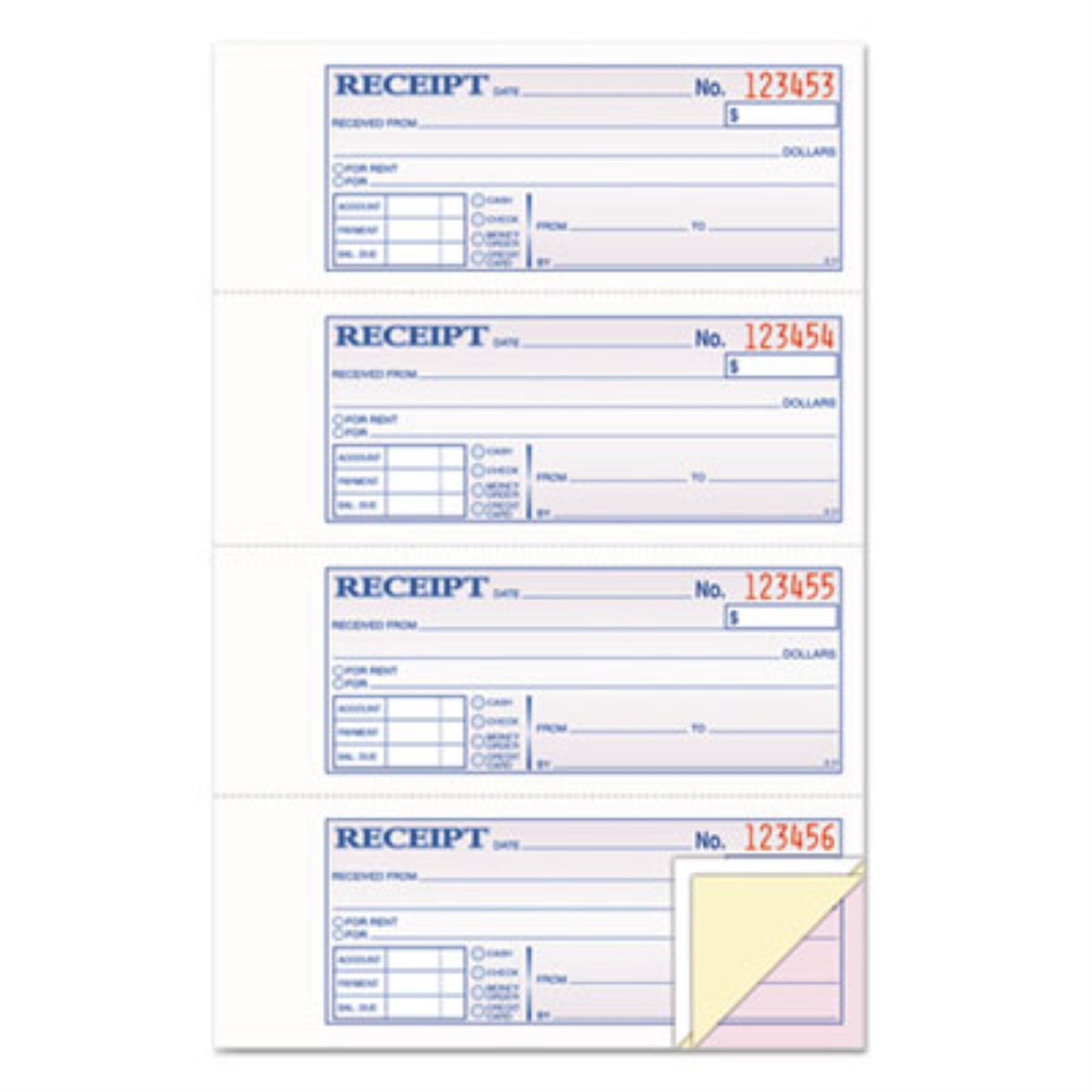 TOPS Money and Rent Receipt Books ,BOOK,RCPT,4UP,CBNLS,DUP4C