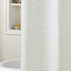 72-inch Taupe Tan and White Stripes Cotton Shower Curtain