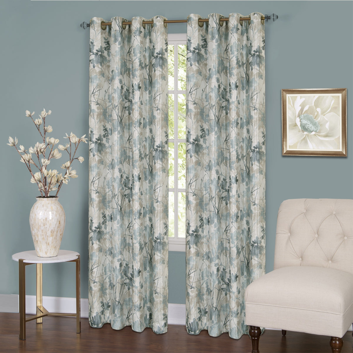 Tranquil Lined Grommet Panel  Control Light, Blackout, Taylor Collection, Machine Washable, Easy Hanging  50X63  Mist