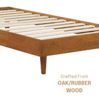 Twin size Mid-Century Modern Platform Bed Frame in Light Wood Finish