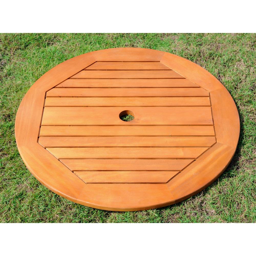 Royal Tahiti Outdoor 20 Round Lazy Susan with Umbrella Hole -Brown Stain