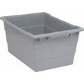Cross Stack Tub, 14.38 gallon capacity, 100 lb. weight capacity, built-in handle grips, bottom grooves for cross stacking, 1/4 d