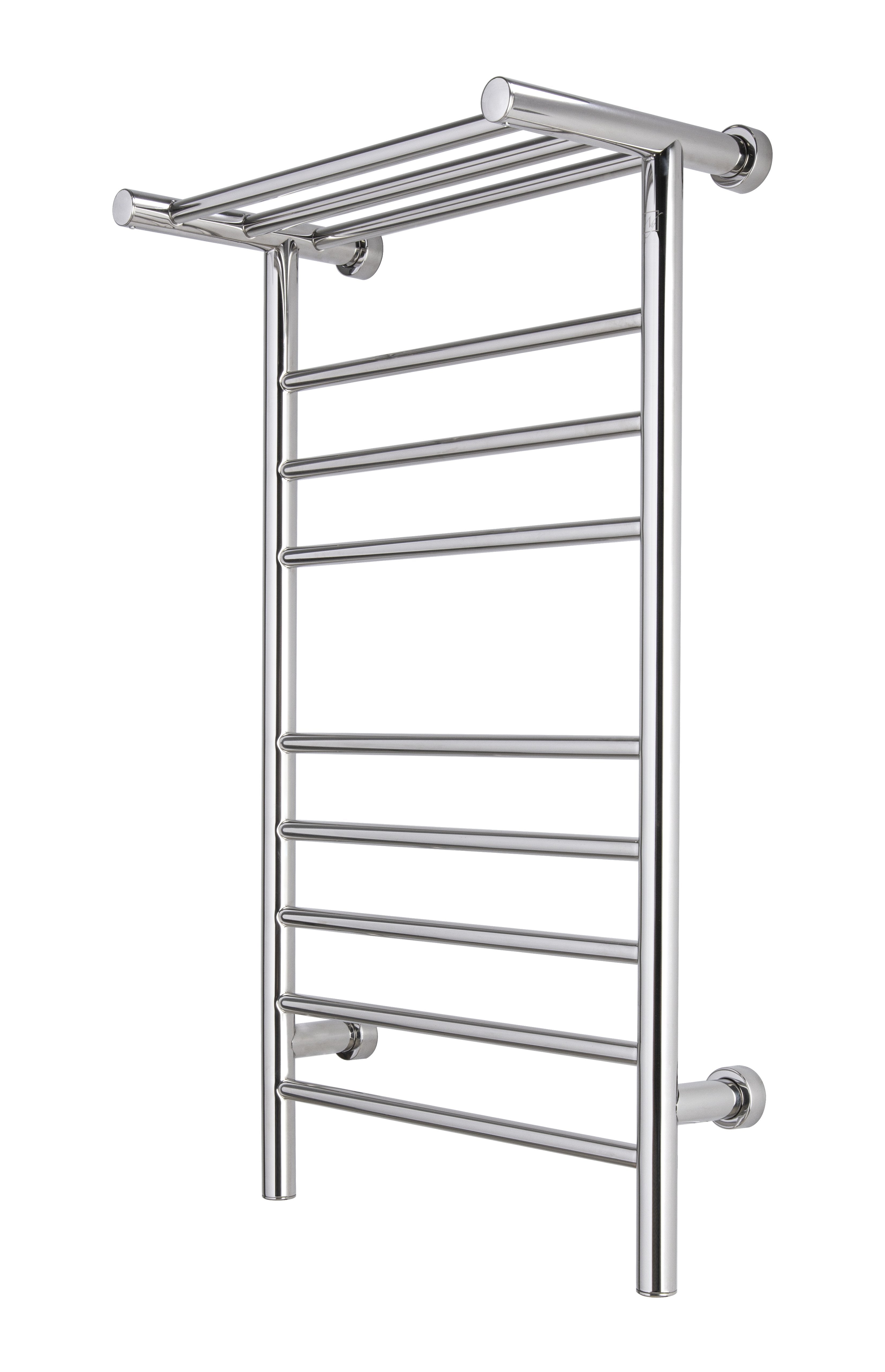 Summit Towel Warmer, Polished, Dual Connection, 8 Bars & Heated 3-Bar Shelf