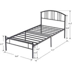Twin size Black Metal Platform Bed Frame with Arched Headboard