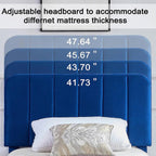 Twin size Blue Upholstered Platform Bed Frame with Headboard