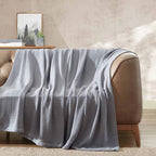 Twin size Cozy Lightweight Grey 100-Percent Cotton Blanket - Machine Washable